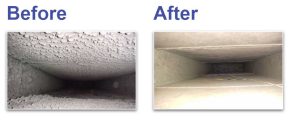 an image of heating ducts before and after being cleaned